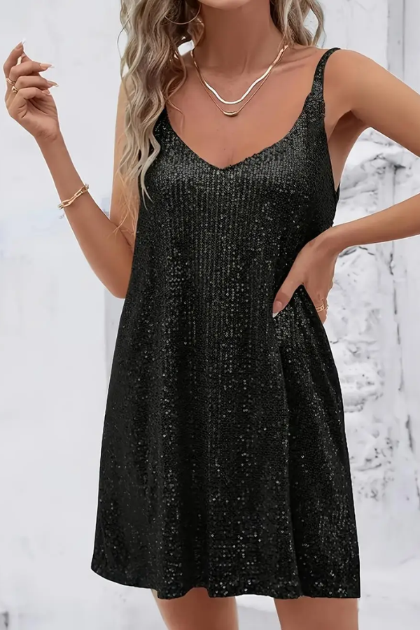 Cambric Boutique V-Neck Sequin Mini Dress