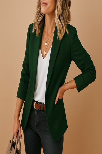 Cambric Boutique Notch Collar Two-Button Blazer