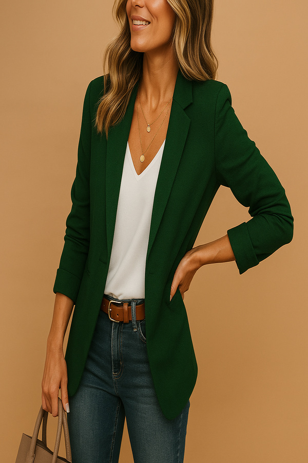 Cambric Boutique Notch Collar Two-Button Blazer
