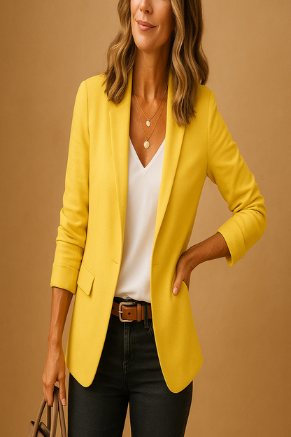 Cambric Boutique Notch Collar Two-Button Blazer
