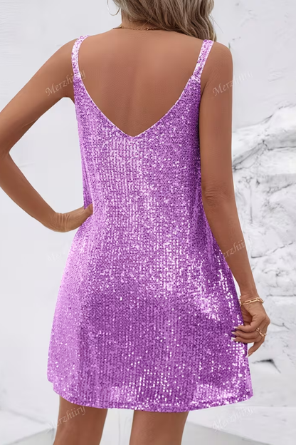 Cambric Boutique V-Neck Sequin Mini Dress