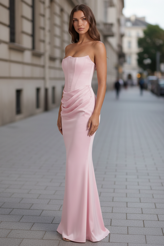 Cambric Boutique Strapless Corset Maxi Dress